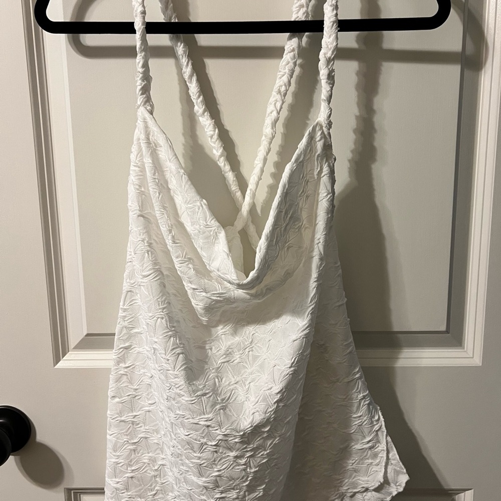 Free People White Braided-Strap Cowl Neck Tank